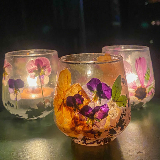 Pressed Tealight Jars | Assorted Florals