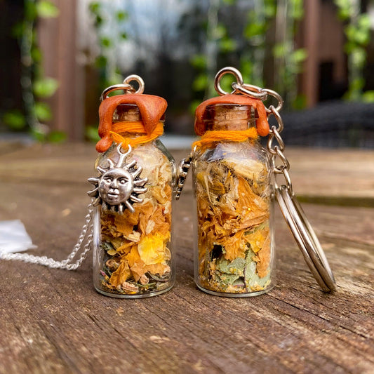 Abundant Happiness Spell Jar; Keychain OR Necklace
