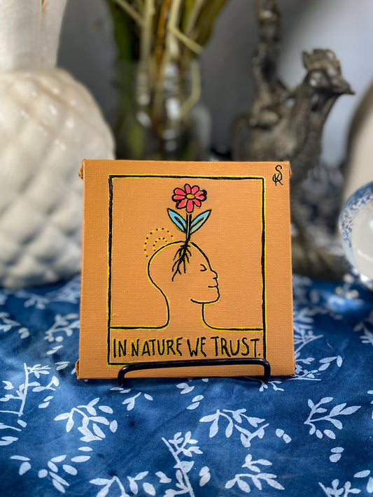 “In Nature We Trust” Hand-painted Mini Canvas Magnet