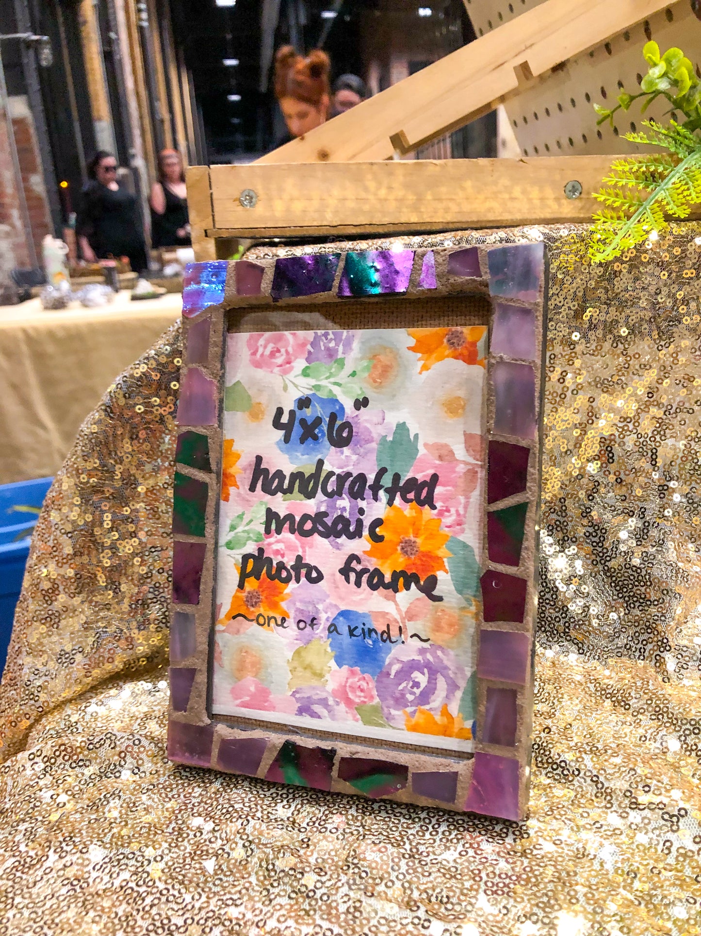 Pink Iridescent Mosaic 4”x6” Photo Frame