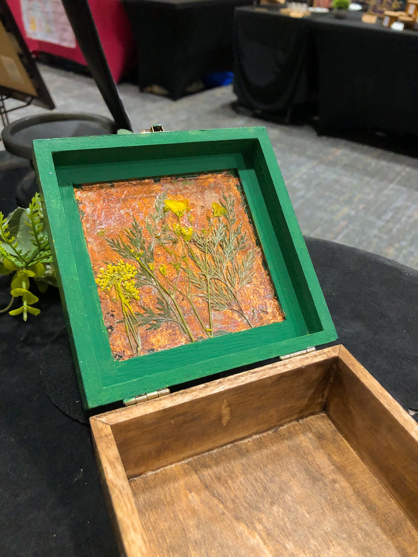 Floral Pressed and Painted Trinket Box