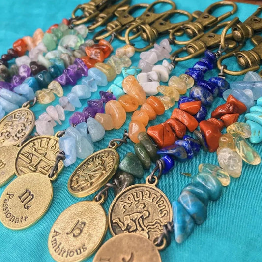 Zodiac Crystal Keychains | Planet, Chakra, & Element