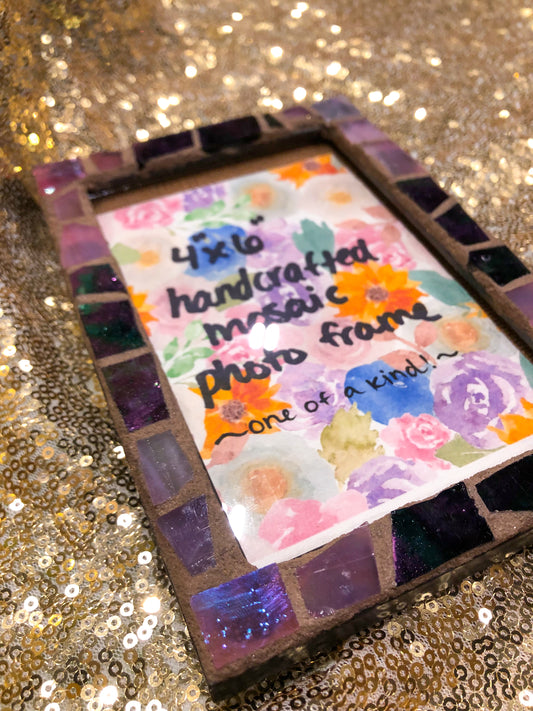 Pink Iridescent Mosaic 4”x6” Photo Frame